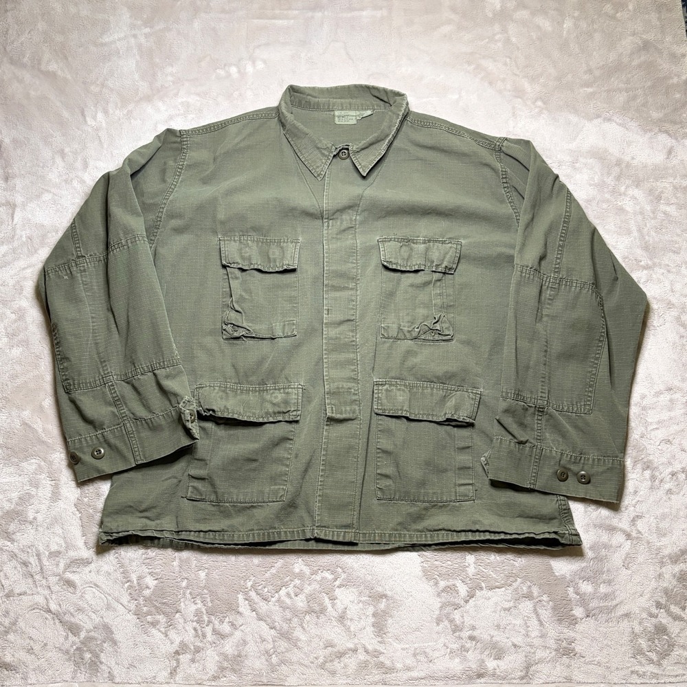 Tru-Spec Military Field Jacket Mens 2XL Green Tactical Ripstop Button Up Utility